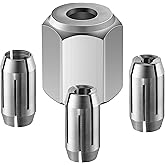 Dreyoo Collet and Nut Kit, Compatible with CN1, 3 Collets and Nut,Silver | 1/8, 5/32 and 1/4 inch collets, alloy steel, Compatible with DEWALT drywall cut out tools, confirm size before purchase
