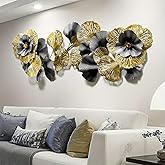 edaknez Extra Large Metal Wall Art, Metal Wall Decor for Living Room, 3D Flower Leaves Wall Decoration, Coastal Nautical Wall