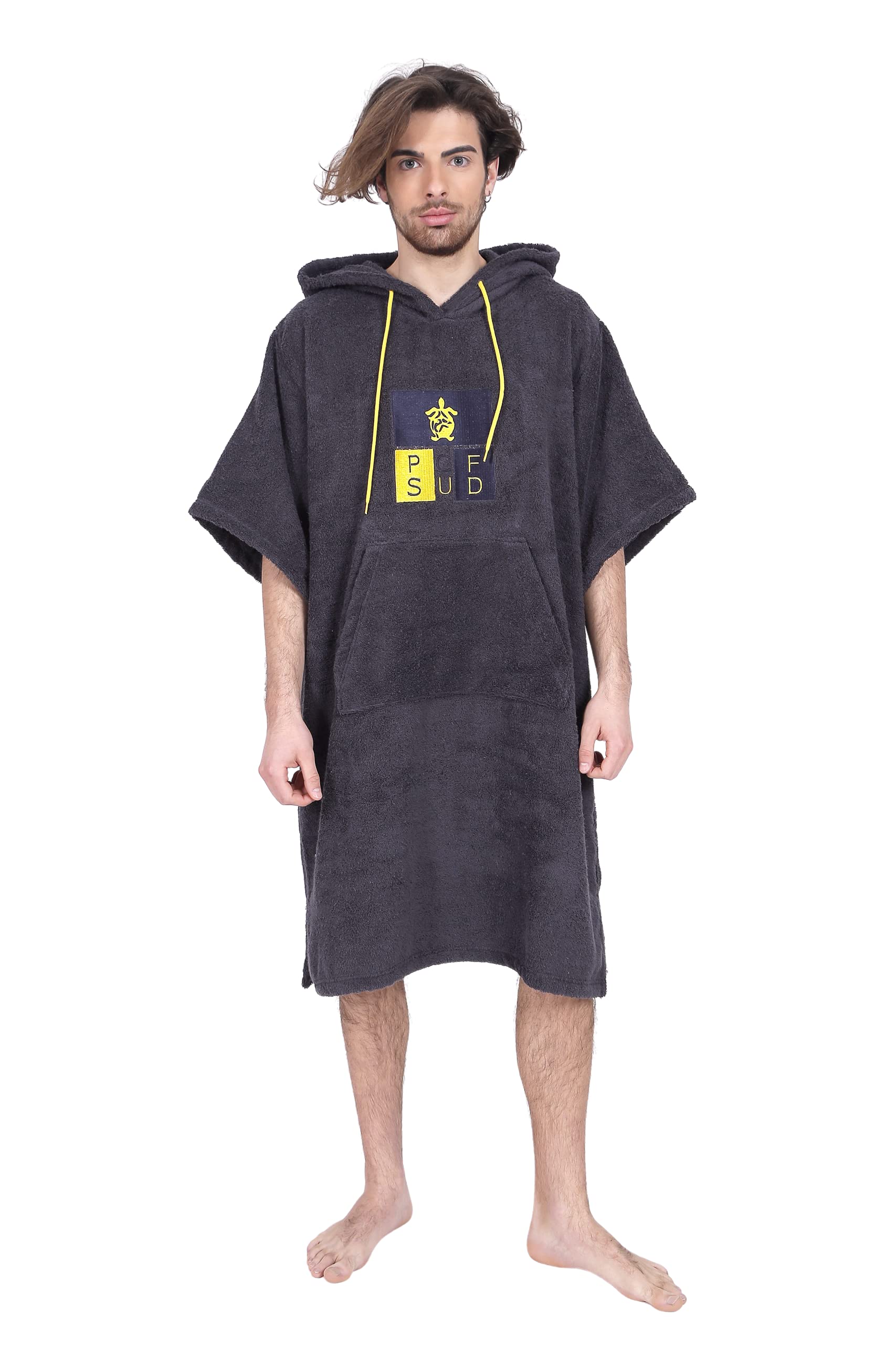 Pacifique Sud Surf Poncho - Versatile Towel Robe with Sleeves, Hood and Front Pocket - Premium Cotton, Ideal for Surfing, Swimming, Camping and Outdoor Sports - Unisex, One Size