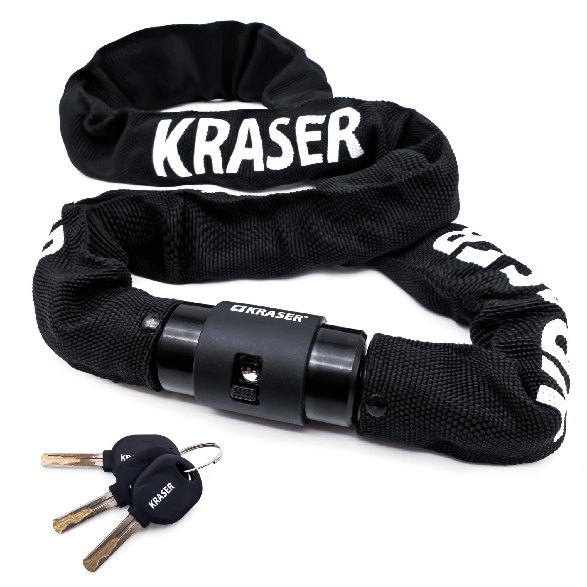KRASER KR620 Bike Chain Lock, Heavy Duty ø6mm/0.23in Steel Links, Security Lock, Rotating Cover, Lightweight, Anti Theft for Bicycle, Motorcycle Electric Scooter, Ebike, Containers, Gates, 120cm/3.9ft