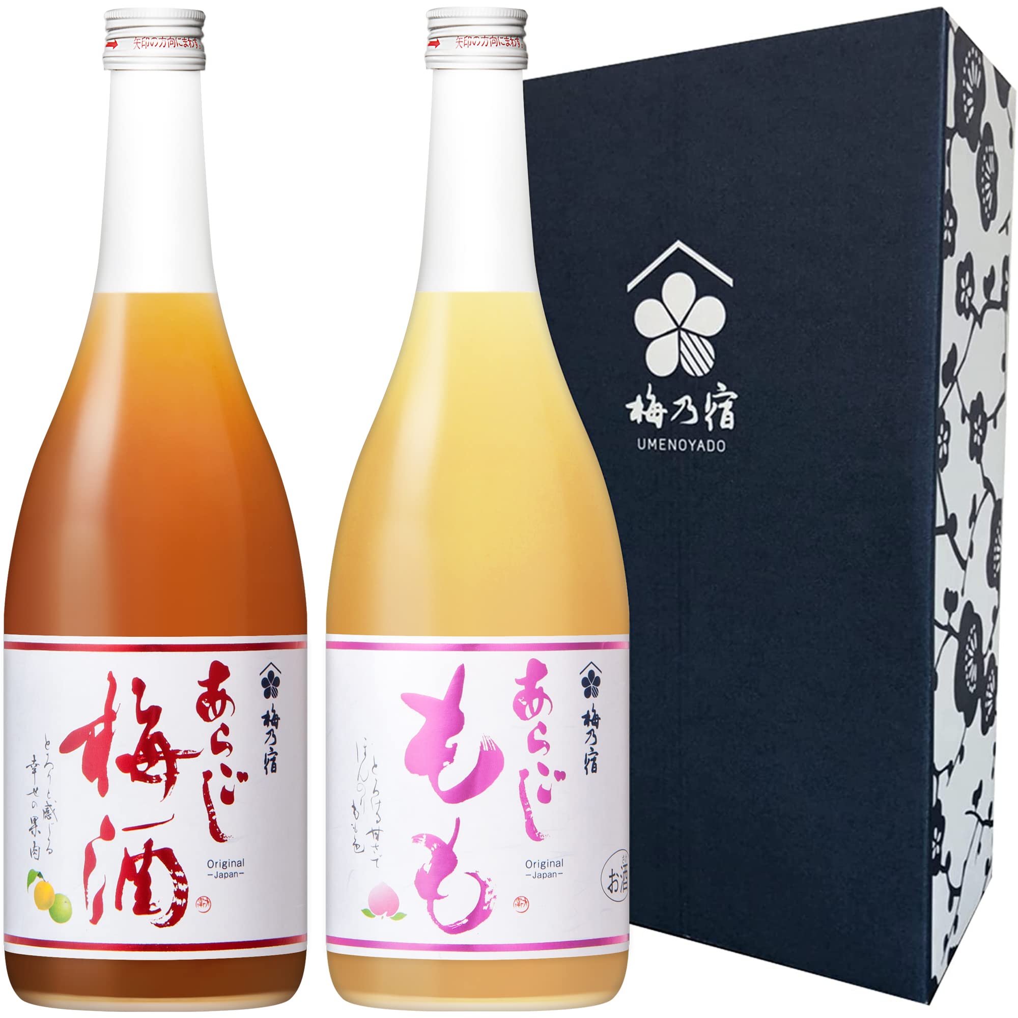 【創業130年の味】梅乃宿 あらごし梅酒 あらごしもも 720ml×2本 【ギフトBox入り】セット品 プレゼント 飲み比べ もも酒 リキュール 母の日 ギフト 果実酒 日本酒 柚子酒 デザート酒 国産 果肉 果汁 アルコール 8度 お取り寄せ 贈り物 贈答 手土産 の商品画像
