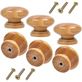 Cosmos 6 PCS Round Mushroom Shape Wooden Cabinet Knobs Drawer Pulls