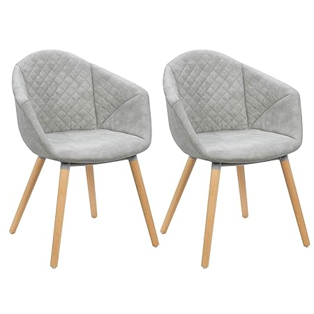 WOLTU BH89hgr-2 2er Set Esszimmerstühle Küchenstühle Wohnzimmerstuhl Polsterstuhl Design Stuhl Leinen in Antiklederoptik Mass