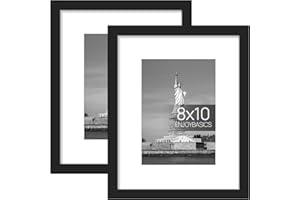 ENJOYBASICS 8x10 Picture Frame, Display Poster 5x7 with Mat or 8x10 Without Mat, Wall Gallery Photo Frames, Black, 2 Pack