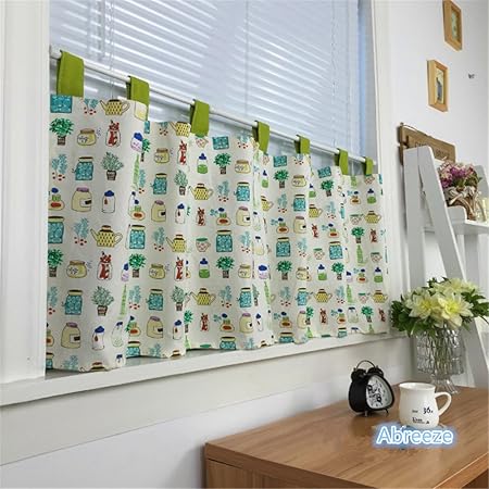 Ustide Rod Pocket Half Curtains Fresh Kitchen Shades Curtains