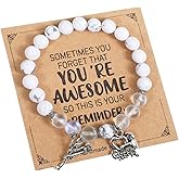 Macuezu Cheerleader Bracelet for teenager Gifts, Cheer Bracelet with Encouragement Card, Natural Stone Cheerleading Beaded Charm Bracelets, Jewelry Gifts for Cheer Team Cheerleader