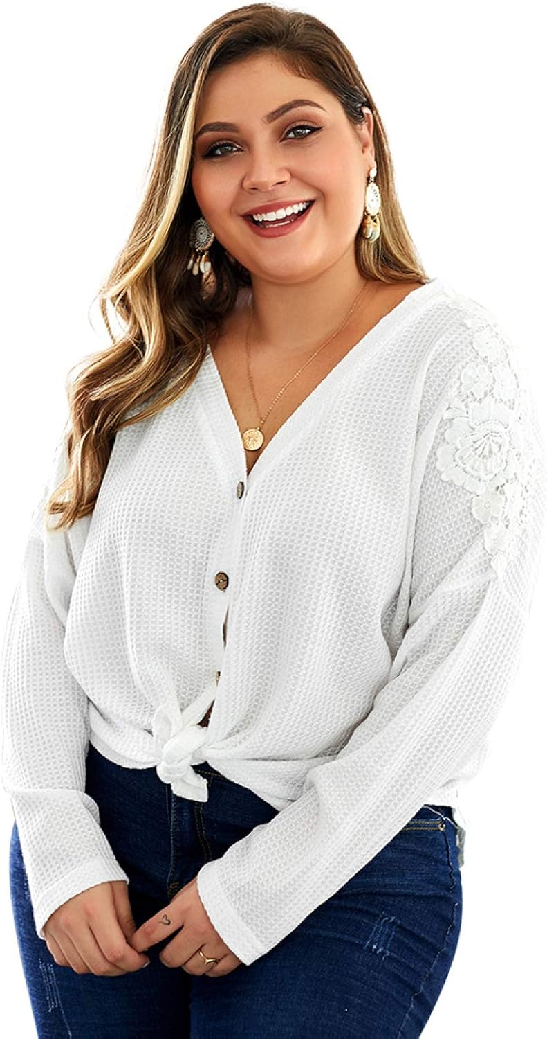 Plus Size Sweater Long Sleeve Women's top White at Amazon Womenâs Clothing store