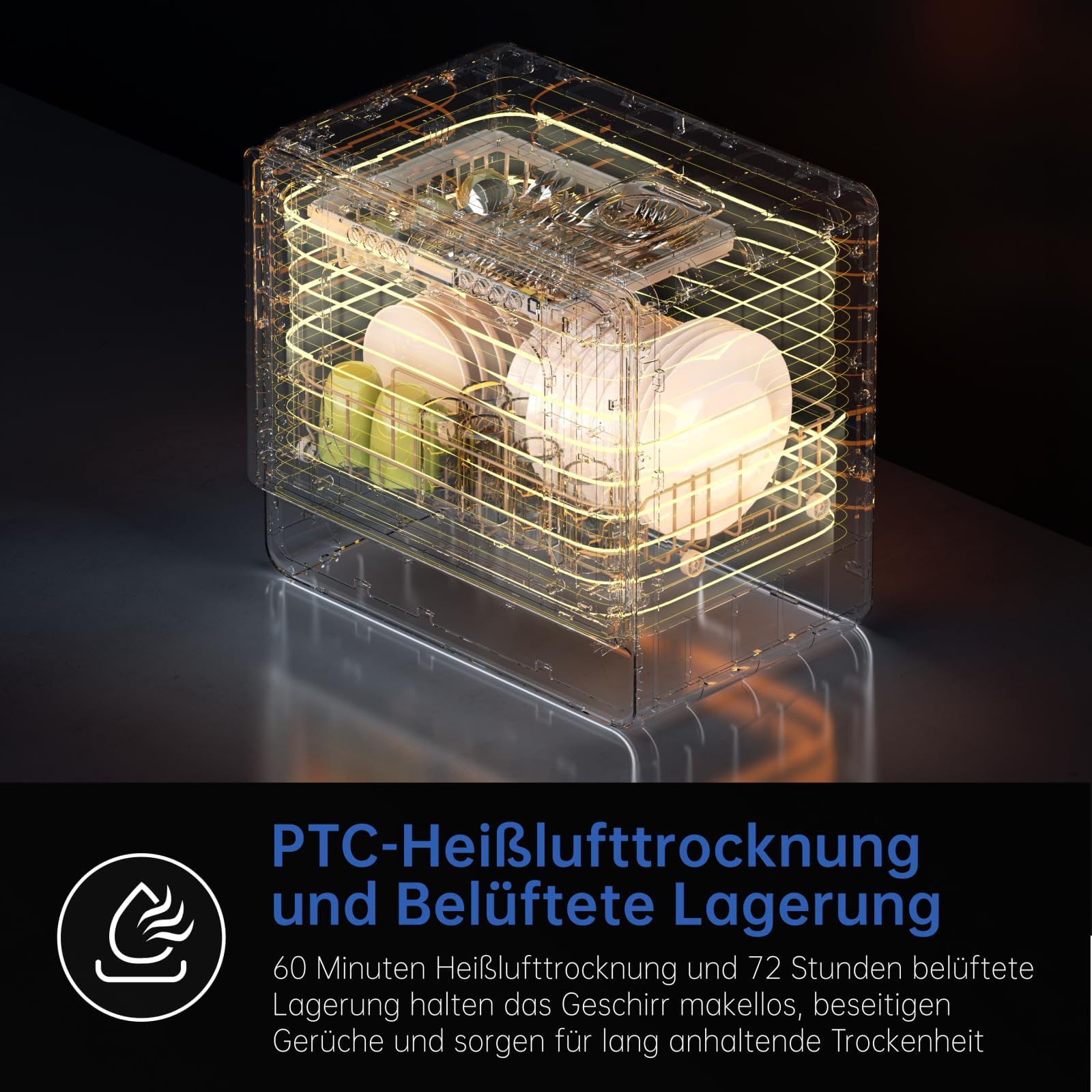 AIRMSEN Tischgeschirrspüler Mini Geschirrspüler mit Weichwasseranlage, 7+2 Programmen & 5L Wassertank, Kompakte Spülmaschine mit/ohne Wasseranschluss, Ideal für Wohnungen Wohnmobil Weiß 5