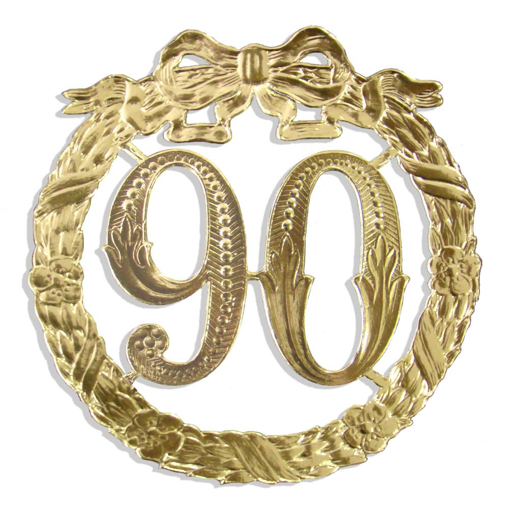 Kunze Dresden Party Anniversary Jubilee Number 90, 5-1/8-Inch, Gold