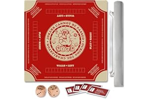 TANSOREX Mahjong Mat with Rules for Table,Non-Slip and Silent,Comes with 2 Dice and 1 Coral Velvet Mahjong Mat Storage Bag (Red)
