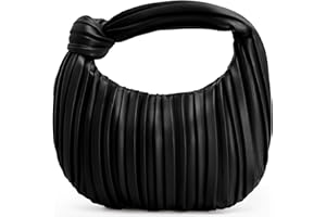 NIUEIMEE ZHOU Small Knotted Handbags for Women Soft PU Leather Crossbody Dumpling Bags Cloud Clutch Purses Ruched Pouch Bag