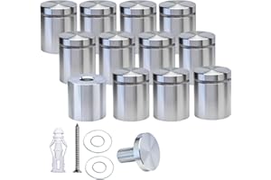 BESTANDOFF Pack of 12, Aluminum Standoff Screws, Wall Sign Standoff Mounting Hardware Advertising Glass Standoff Nail for Hanging Acrylic Picture Frame (12, Silver, 1" x 1“)