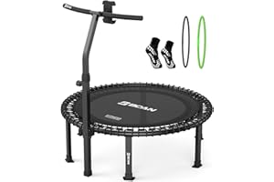 BCAN 40" Soft Land Pro Fitness Rebounder Trampoline, 500 lb Capacity, Adjustable Tension Bungees, One-Piece Frame (16 Gauge), Quiet Indoor Cardio w/Handle, Phone Holder & 2 Pairs Socks | FED Fitness
