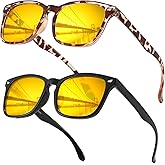 LVIOE 2 Pack Night Vision Glasses for Driving Women Men Yellow Glasses for Night Driving Anti Glare Polarized N8082