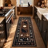 Garvee Cat 2x6 Kitchen Runners Rugs for Hallways Gothic Washable Runner Rug | Black Brown Whimsical Rug Non-slip Animal Moody Fun Stain Resistant Long Runners for Entrance Laundry Room Bedroom Decor