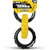 Tonka 3-Ring Tug Outdoor Dog Toy, 10.5 Inch Ring Dog Tug Toy for Medium and Large Breeds, Black/Yellow