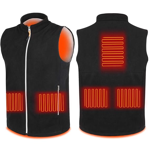 Heated Vest Adjustable Polar Fleece Lightweight Waistcoat Outdoor Jacket for Men Women (L