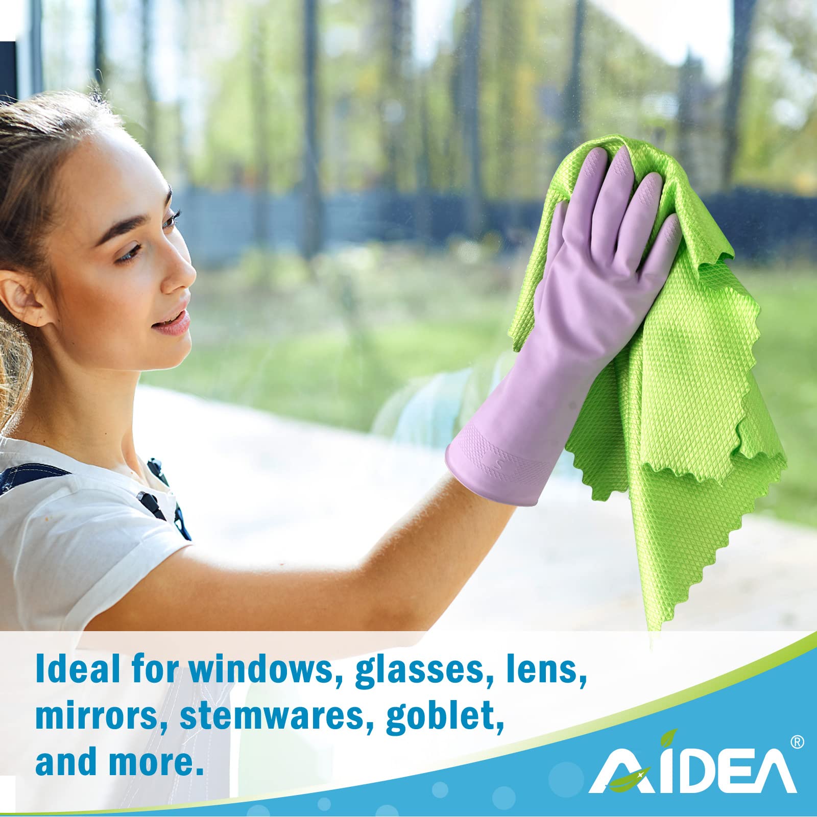 AIDEA Microfiber Glass Cleaning Cloth, 8PK, Premium Microfiber Glass and Window Cleaner, Lint Free Quickly Clean Windows, Glasses, Windshields, Mirrors, Stainless Steel, 12
