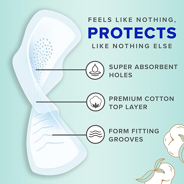 ALWAYS PURE COTTON FEMININE PADS FOR WOMEN, FLEXFOAM PADS WITH WINGS, 28 COUNT