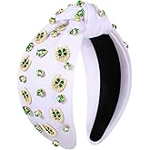 CEALXHENY St. Patrick's Day Hair Accessories, Green Shamrock Headband for Women, Embellished Crystal Rhinestone Knotted Headband, Irish Holiday Gifts (Shamrock G)