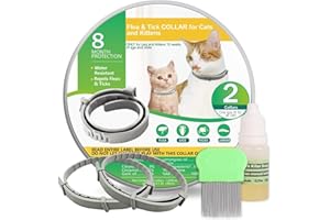 QUIVANTA Flea and Tick Collar for Kittens, 8 Month Protection, Cat Flea Collars, Natural Flea and Tick Prevention with Plant-Based Essential Oils, Safe Flea Treatment for Cats, Includes Free Flea Comb