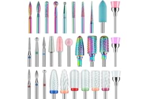 DEPVKO 30Pcs Nail Drill Bits Set: 3/32 Inch Carbide Cuticle Ceramic Diamond Nail Bits for Nail Drill for Acrylic Gel Nail Manicure Pedicure Remover Tools for Home Salon