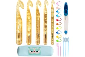 Cdrompy 5 Large Crochet Hooks,12mm-25mm Crochet Hook,23 PCS Large Crochet Hooks Set,Huge Crochet Hook for Beginners and Crochet