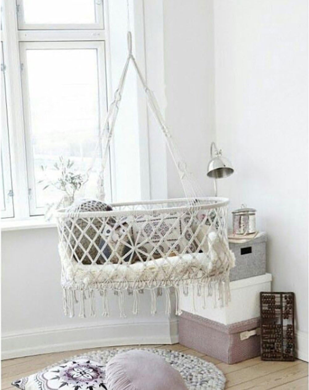 macrame baby cradle