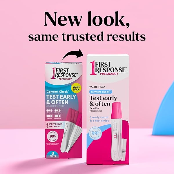FIRST RESPONSE COMFORT CHECK PREGNANCY TEST, 8 COUNT, PINK & WHITE
