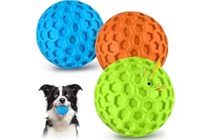 havit Indestructible Squeaky Dog Balls for Aggressive Chewers, Interactive Dog Toys to Keep Them Busy, Rubber Dog Chew Toy for Large Medium Breeds, Outdoor Waterproof (3 Colors)