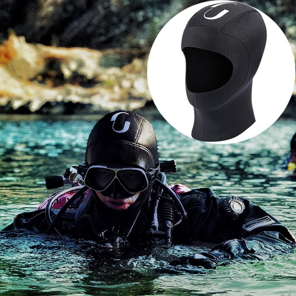 TZTED 3mm Snorkel Hat Neoprene 5mm Scuba Diving Hood, Unisex Surfing Sailing Cap Wetsuits for