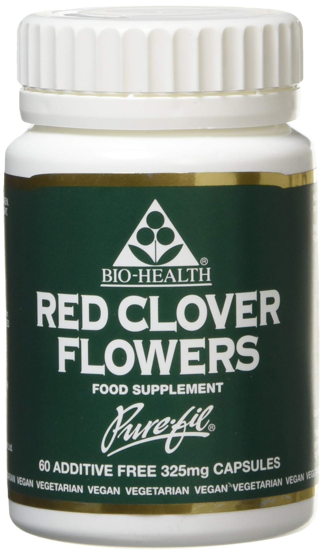 Bio-health Red Clover Flowers 325mg Pure Herbal Food Supplement for Menopausal Symptoms Relief, Bone and Cardiovascular Health Support, Additive Free 60 Capsules