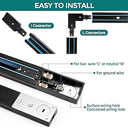 H Track Lighting Rails Kit - iCreating 13ft Black