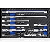 DAKCOS 9 Pieces Extension Bar Set 1/4" 3/8 "1/2" Drive Socket Extension Chrome Vanadium Steel