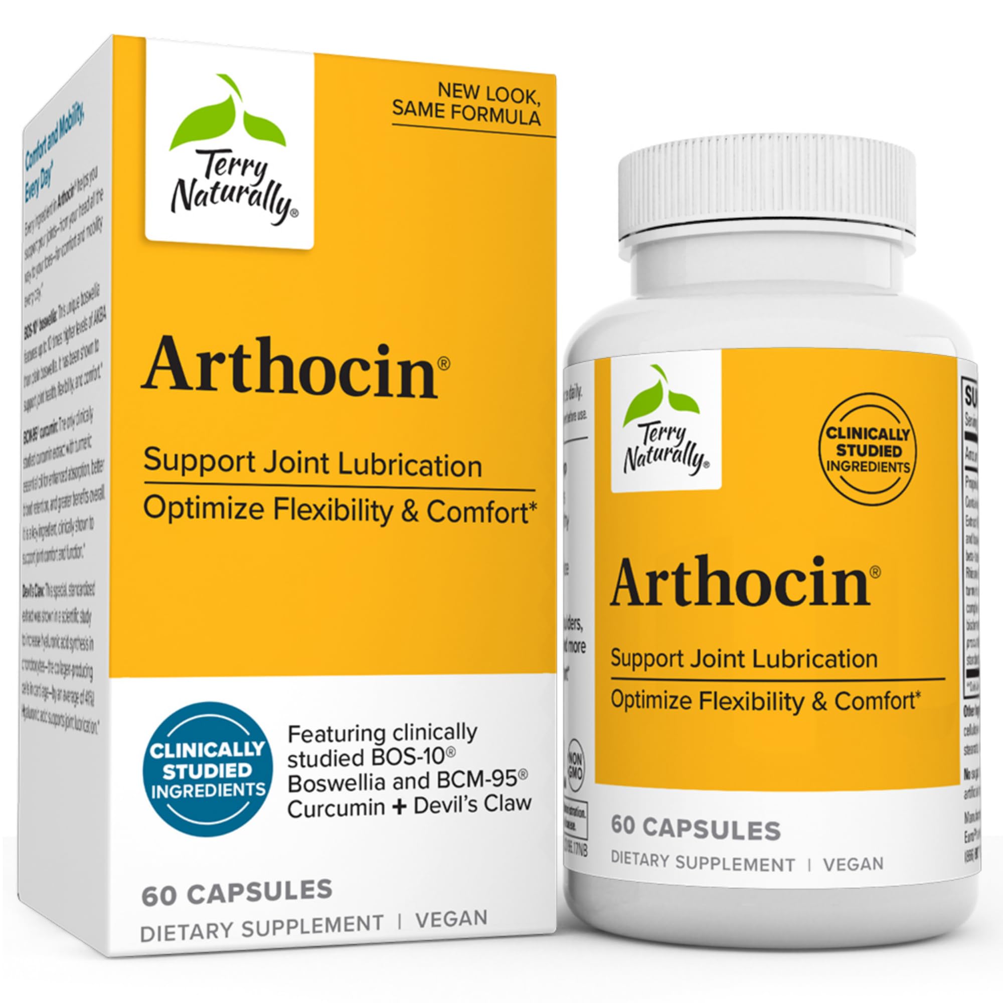 Terry Naturally Arthocin - Boswellia Serrata Capsules with Devil's Claw & Curcumin - Supplement to Support Joint & Spine Health - Herbal Supplement Aids Comfort & Absorption - 60 Capsules