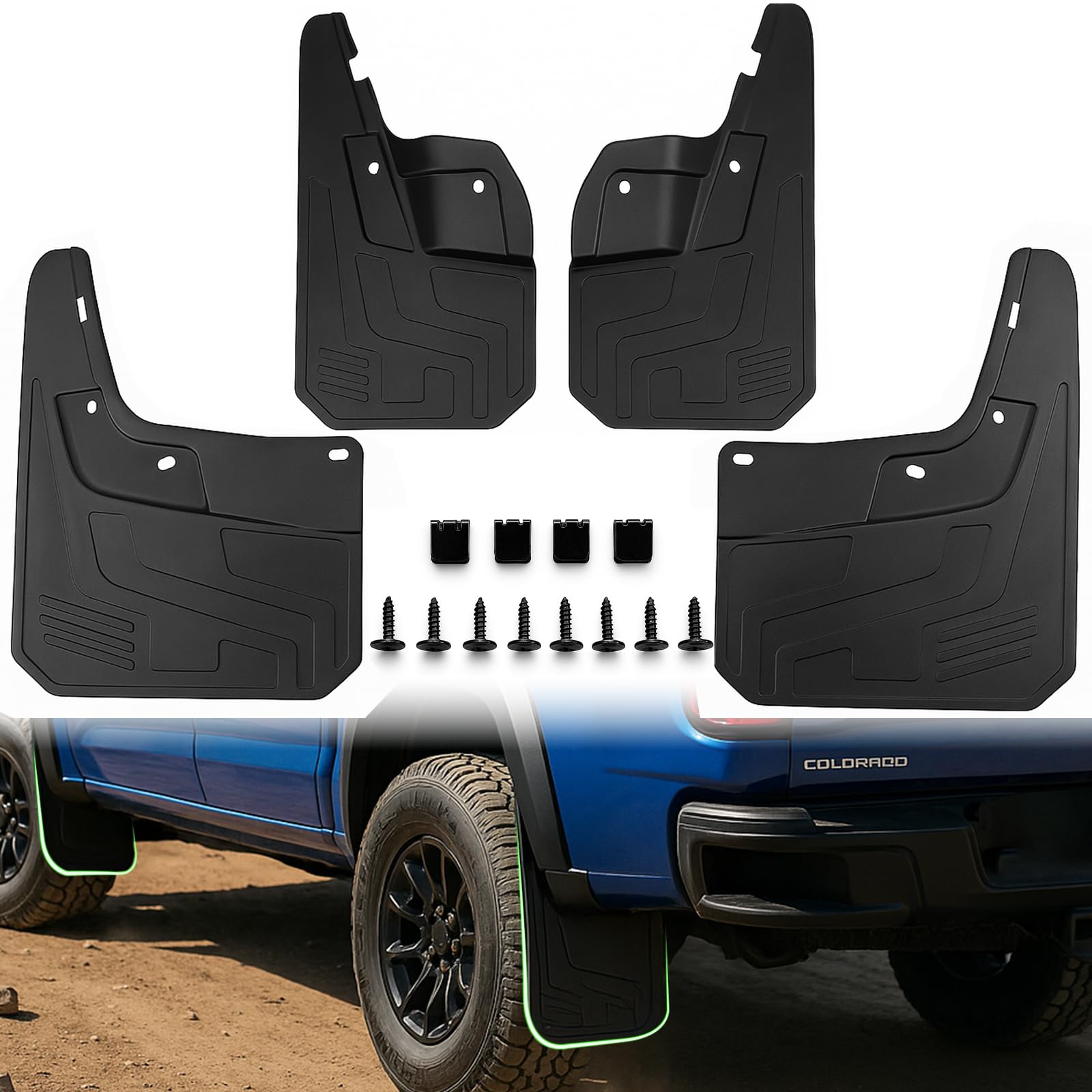 Photo 1 of 4Pcs Mud Flaps fit for 2023 2024 2025 Chevy Chevrolet Colorado Mud Guards Front Rear Mudflaps Splash Guard Protector Accessories