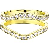 Blongme Ring Enhancers Cubic Zirconia Curved Wedding Band for Women Guard Engagement Ring Sterling Silver/Rose Gold/Yellow Gold Size 5-10