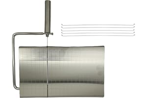 Stainless Steel Cheese Slicer, Adjustable Thickness Block Cheese Cutter Slicing Plate, Wire Cheese Slicer with 5 Replacement 