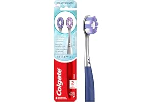 Colgate Ultra Soft Renewal Full Size Toothbrush (2 Pack) with High Density Floss-Tip Bristles, Colgate Oral Care for Gentle a