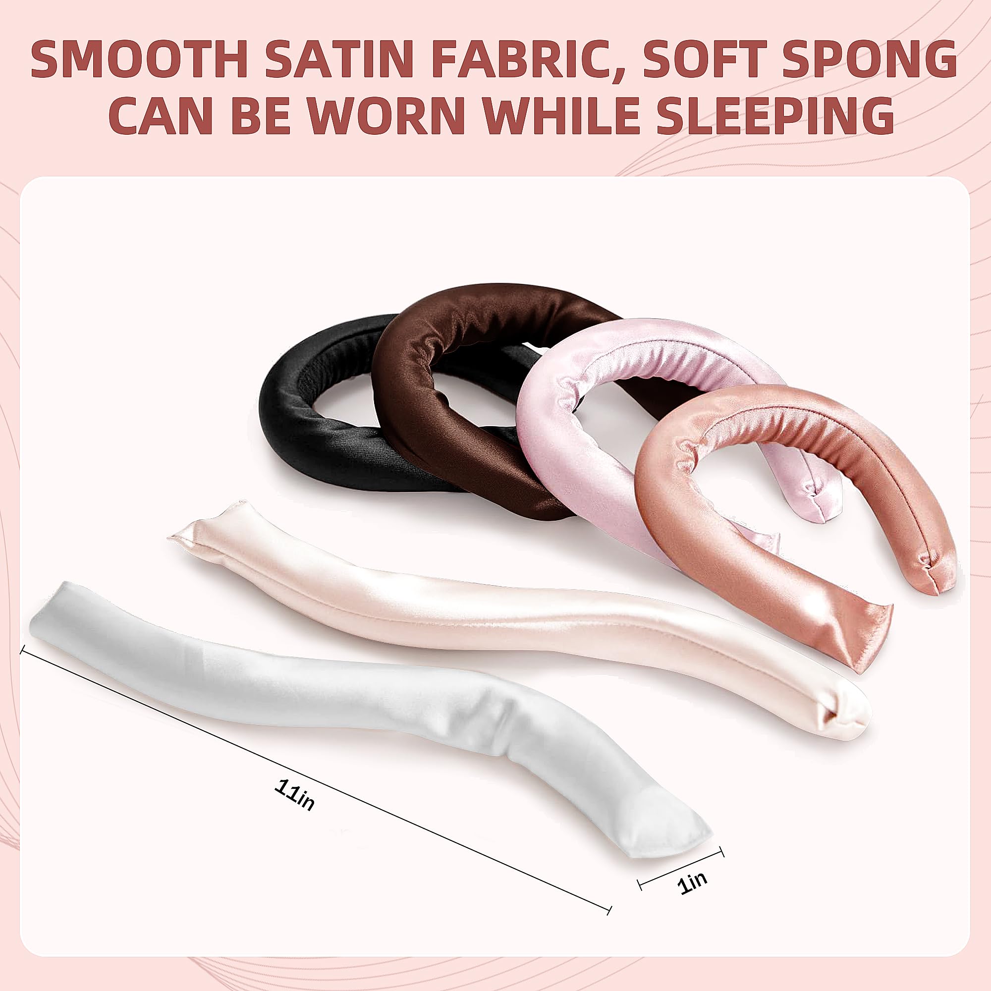 Heatless Curls Overnight Rods - 6 Pcs No-Heat Blowout Hair Curler Set, Hair Rollers for Long Hair with Bonnet for Sleeping