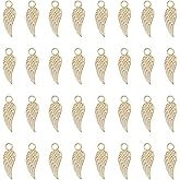Ruwado 50 Pcs Angel Wings Charms Metal Feather Small Cute Vintage Pendants for Jewelry Making Kits Necklace Bracelet DIY Supplies Accessories Keychain Earring Bookmark Home Decoration