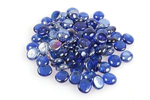 SHINY STONE High Luster Reflective Fire Glass Gravel,Fire Drops,Glass Marbles Pebbles Vase Fillers Beads for Fish Tank Aquarium Succulent Garden Decoration,17-19mm(2/3''-3/4''),335g/0.78lbs(Sapphire Blue)