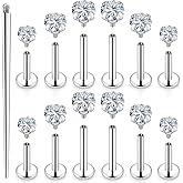 Uzgtvy 18G 16G 14G Lip Labret Medusa Nose Rings Studs Flat Back Earrings Internally Threaded 316L Surgical Steel Snake Bites Lip Rings Flat Back Cartilage Tragus Helix Conch Earring Stud 6mm 7mm 8mm