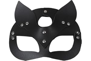 Kutocesy Sexy Masks,Male and Female Couple Masquerade Mask,Halloween Cosplay Party Mask,Leather Animal Half Face Mask (Black)