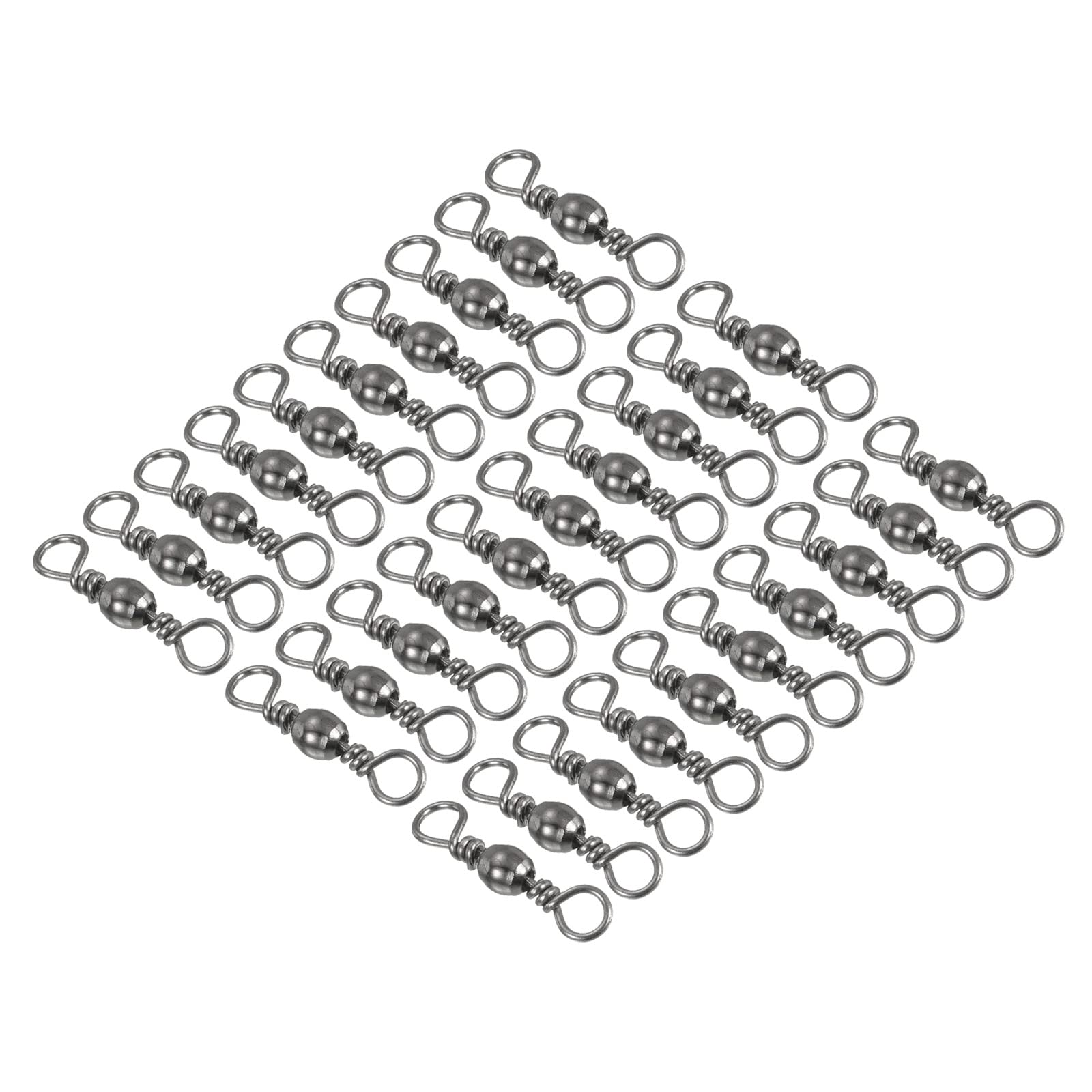 PATIKIL Fishing Barrel Swivel, 30Pcs 33lb Carbon Steel Solid Ring Terminal Tackle, Black