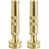 Twinkle Star Heavy-Duty Brass Adjustable Twist Hose Nozzle, 2 Pcs | 3/4&rdquo; GHT Brass Garden Hose Nozzle, Adjustable Water Flow