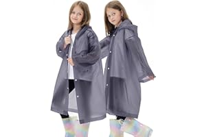 HOOMBOOM 2 Pack Waterproof Raincoats for Kids Reusable,EVA Rain Ponchos Emergency Rain Jacket for Children, Boys and Girls