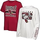 NFL Officially Licensed Kids Youth Boys 8-20 Primary Logo Wordmark in The Mix 2 Pack Long Sleeve T-Shirt Combo Set