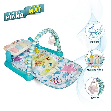 NHR Kick and Play Piano Baby Gym, Musical Activity Play Gym, Fitness Rack, Activity Centre from 0 to 8 Months (Blue)