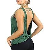 icyzone Women's Open Back High Neck Workout Athletic Gym Tank Tops